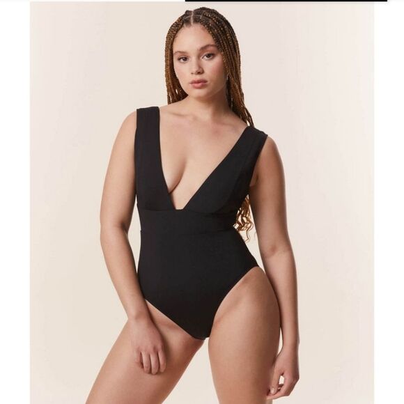 Andie Black Mykonos Swimsuit Size XXL One Piece Deep Plunge New With Tags - Picture 2 of 13